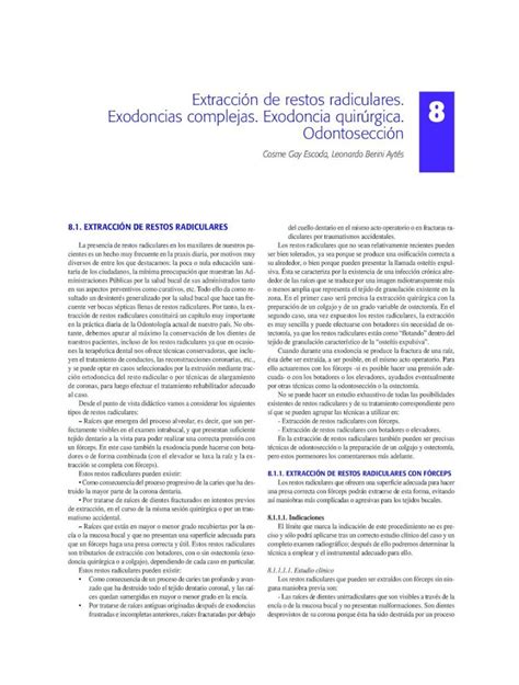 PDF Extracción de restos radiculares 8 Exodoncias complejas