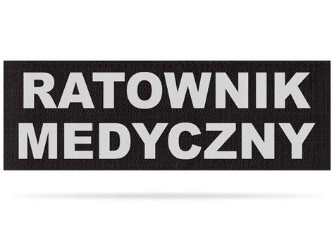 RATOWNIK MEDYCZNY DUŻY CZARNY RZEP ODBLASKOWY 30x10cm rzep