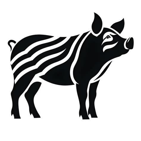 Premium AI Image | A silhouette black and white picture of a pig