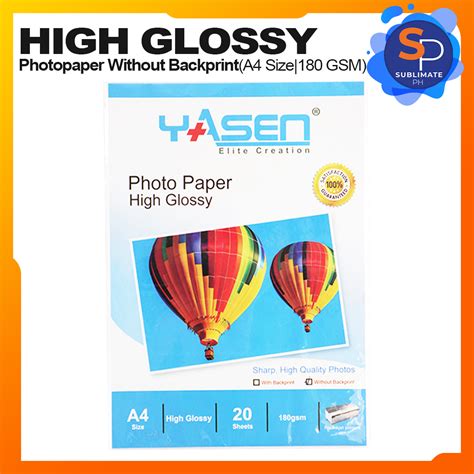 Yasen High Quality A Size High Glossy Photo Paper Gsm With And