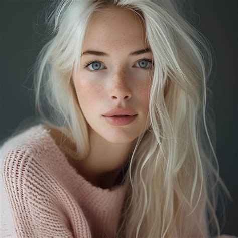 Premium Photo A Woman With Long Blonde Hair And Blue Eyes