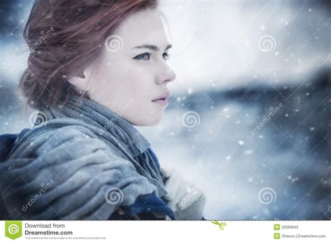 Young Woman Winter Portrait Stock Image Image Of Pensive Tranquil