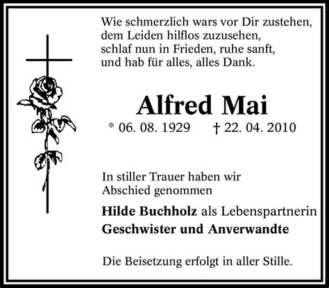 Traueranzeigen Von Alfred Mai Trauer In NRW De