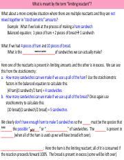 Understanding Limiting Reactants In Chemical Reactions Course Hero