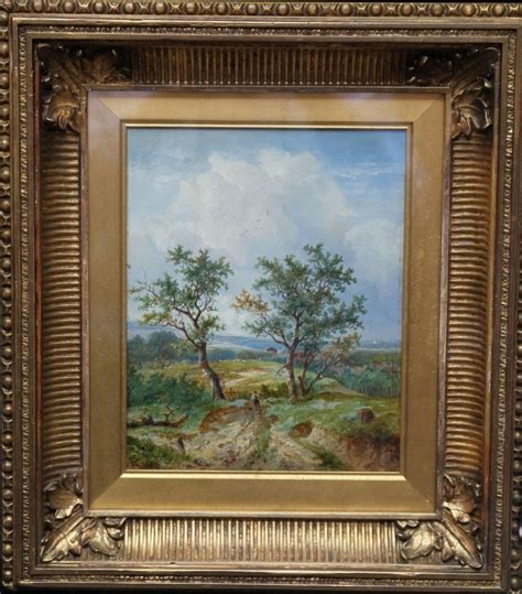 Joseph Thors 19th Century Landscape Oil Painting Of A Windmill By A