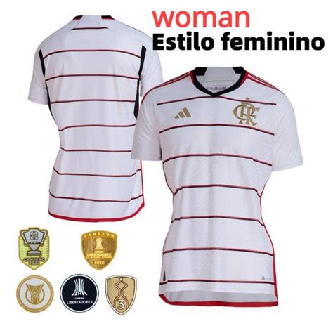 Camisa De Futebol Time 23 24 Flamenco F O Branca Feminina Longe Mulher