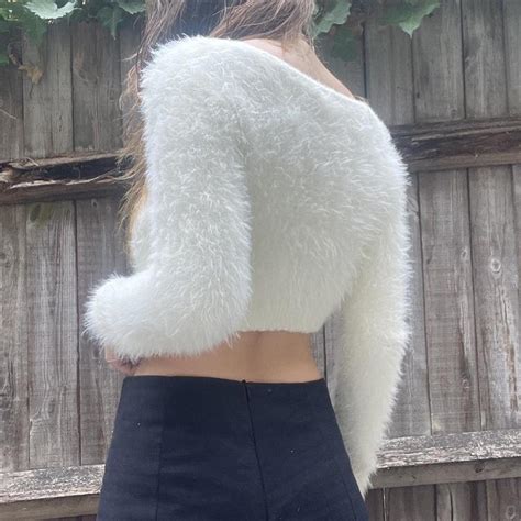 Urban Outfitters White Cream Fluffy Cardigan Super Depop