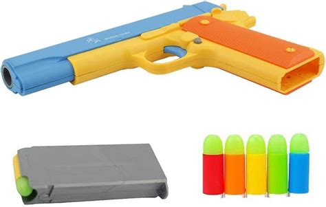 Buy 1 Realistic Colt 1911 Toy Gun With 10 Colorful Soft Bullets Ejecting Magazine Slide