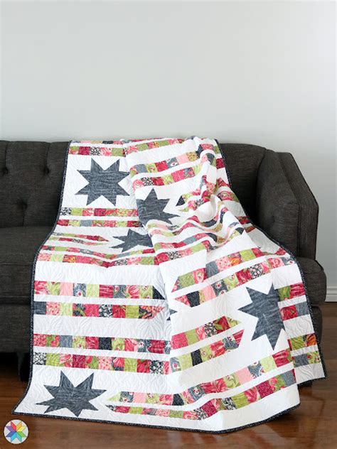 A Bright Corner Star Trails Quilt In Tulip Tango Fabrics