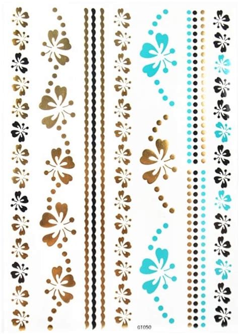 Amazon Ggsell Ggsell Metallic Temporary Tattoos Golden Gold