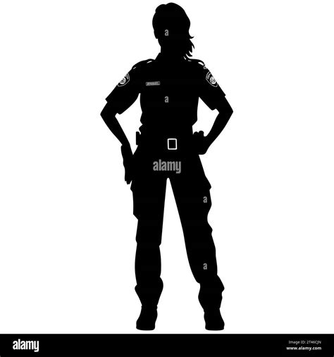 Female Police Officer Silhouette Police Officer Woman Black Icon On