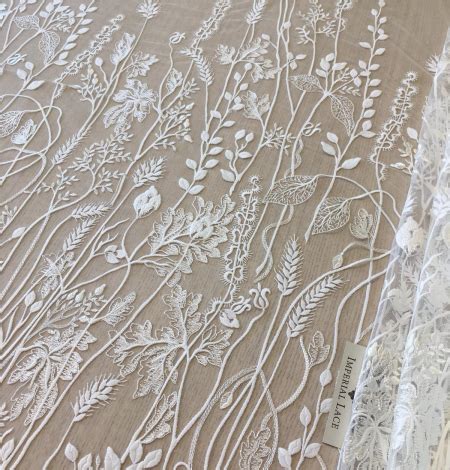 Ivory Organic Floral Embroidery On Tulle Fabric D Lace Embroidery