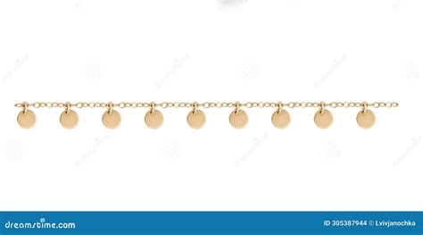 Close Up Photography Golden Chain Isolated On White Background Stock