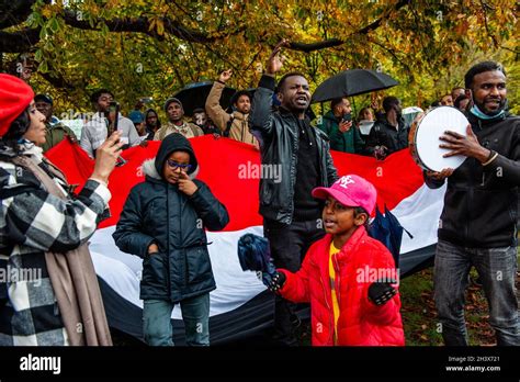 Protesters Are Seen Singing Sudanese Songs During The Demonstration