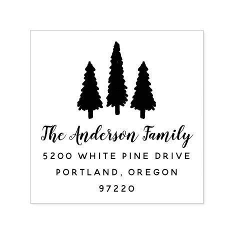 Rustic Pine Trees Return Address Self Inking Stamp Zazzle Self