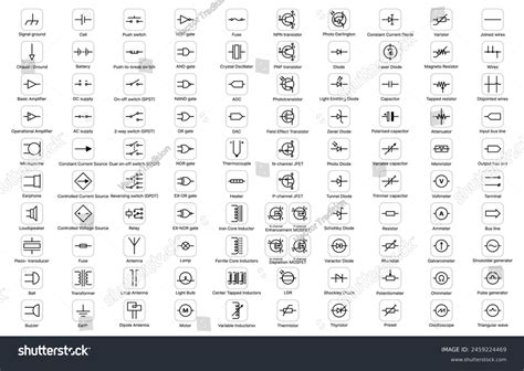 Electric Electronic Circuit Symbols Elements Components Stock Vector ...