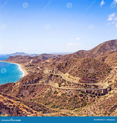 Andalusia Landscape Road In Cabo De Gata Park Almeria Spain Royalty