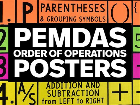 Pemdas Order Of Operations Posters Math Classroom Decor Math Anchor