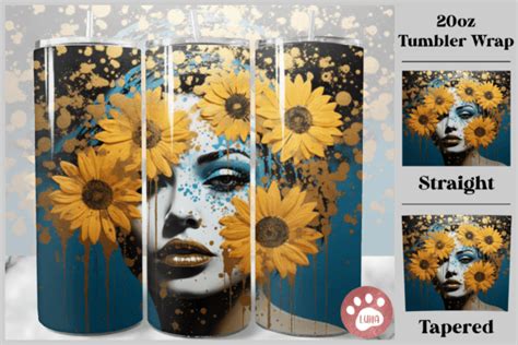 Women Sunflower Tumbler Wrap Png Graphic By Luna Art Design · Creative