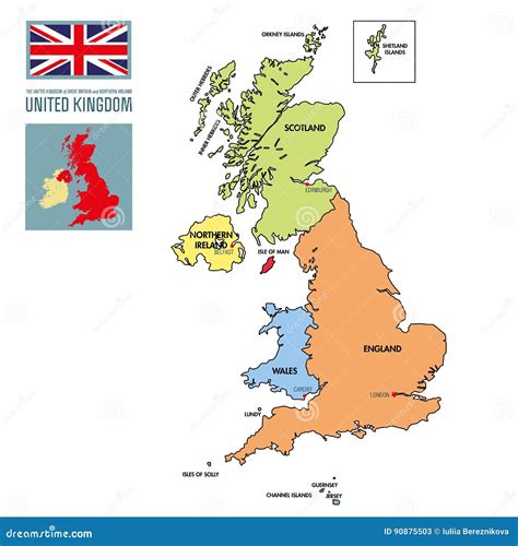 Mapa Pol Tico De Reino Unido Con Regiones Y Sus Capitales Ilustraci N