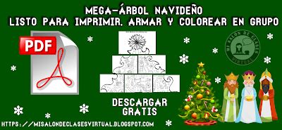 Mi Salón de Clases Virtual mega árbol de navidad para armar y colorear