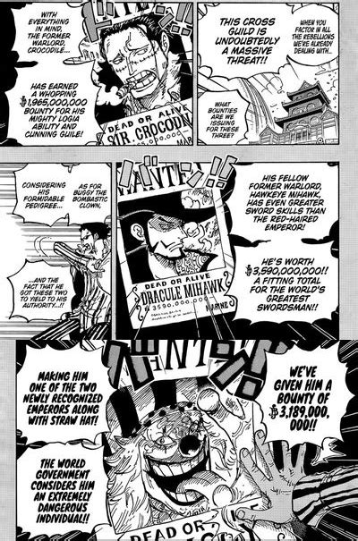 Crocodile Mihawk And Buggy S New Bounties One Piece Know Your Meme