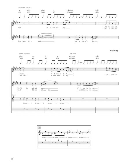 California Dreamin By The Mamas And The Papas Electric Guitar Digital Sheet Music Sheet