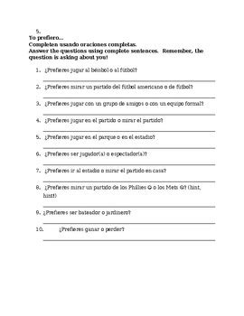 Spanish Empezar Querer And Preferir Verb Conjugation Practice Worksheet