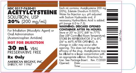 Acetylcysteine Inhalation FDA Prescribing Information Side Effects