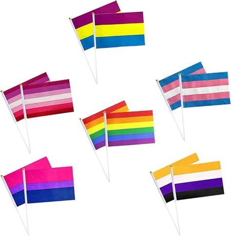 Favson Regenbogen Gay Pride Flagge Packung Mit Kleinen Mini LGBT Parade Flaggen Lesbische