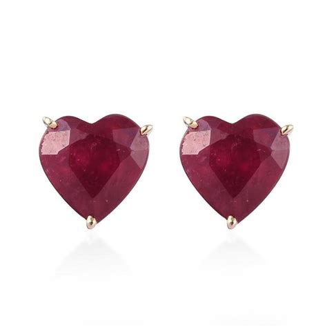 Natural Ruby Heart Earrings In 14k Yellow Gold Vermeil Stud Etsy