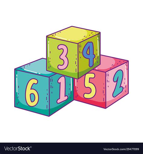 Toys pile cube blocks building cartoon Royalty Free Vector