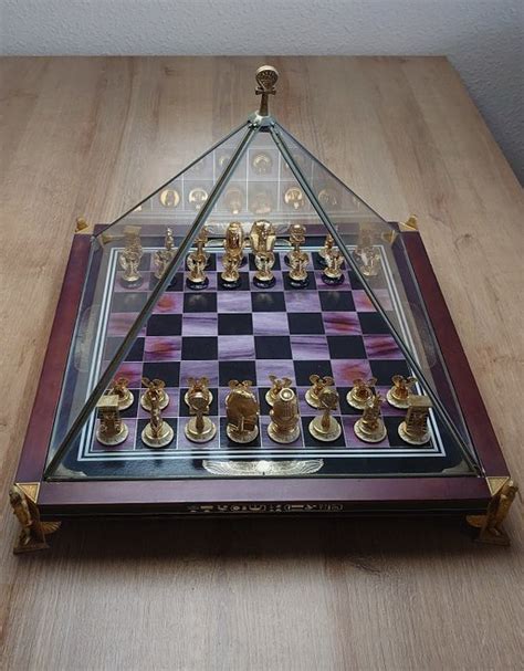 Franklin Mint Jeu déchecs Plaqué or 24 carats bois et verre