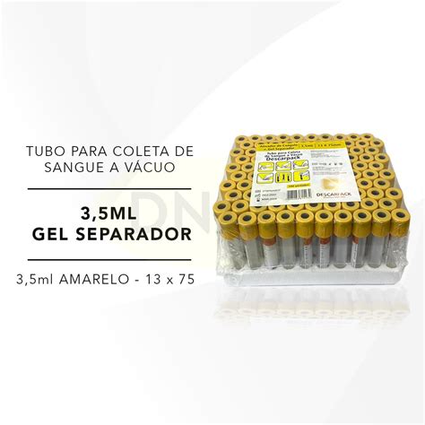 Tubos Para Coleta De Sangue Ml Amarelo Gel Separador Dnac