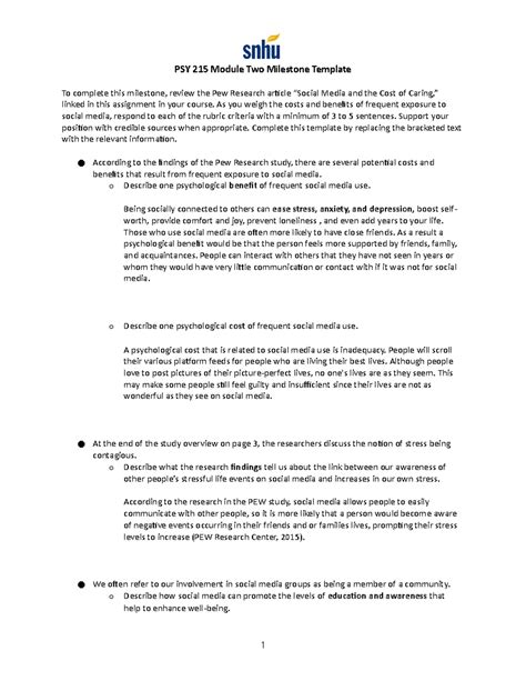 Psy Module Two Milestone Template As You Weigh The Costs And