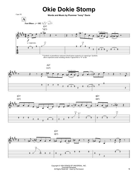 Okie Dokie Stomp Sheet Music | Clarence "Gatemouth" Brown | Guitar Tab Play-Along