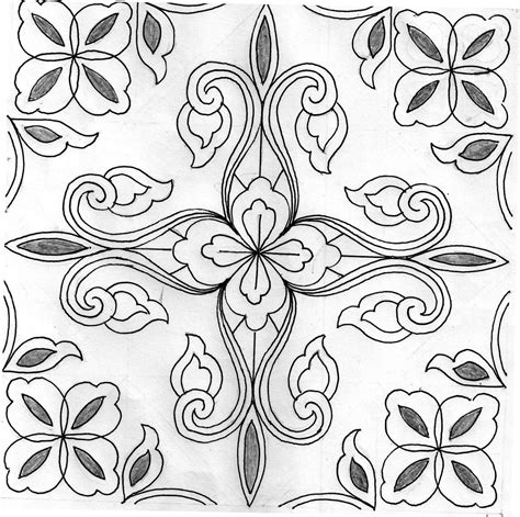 corak bunga lukisan corak batik simple  motif batik flora gambar