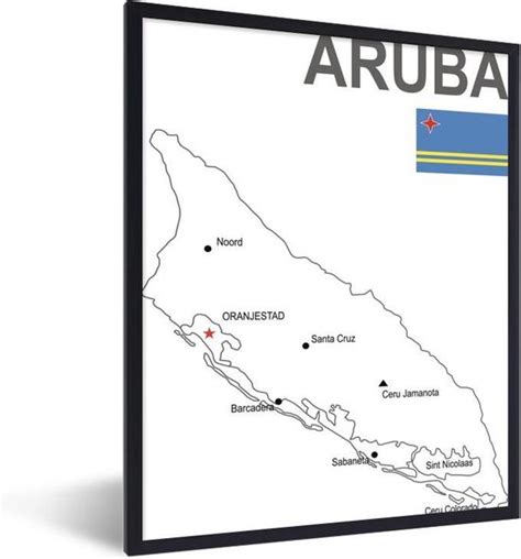 Fotolijst Incl Poster Een Illustratie Van Aruba Met De Grootste