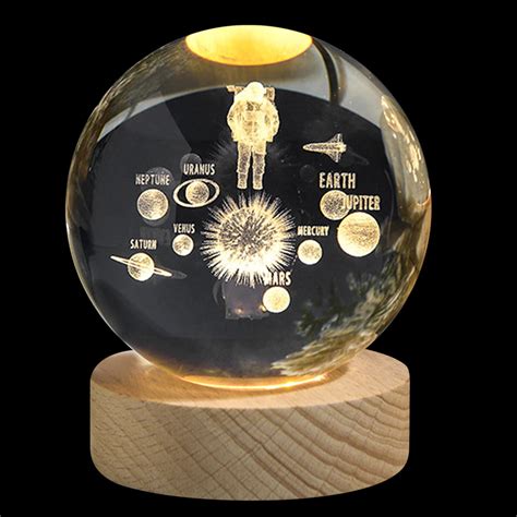 KTMGM Glowing Planetary Galaxy Astronaut Crystal Ball Night Lights USB