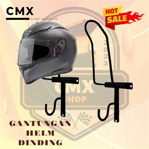 Jual Gantungan Helm Dinding Gantungan Cantolan Helm Besi Dinding Kayu