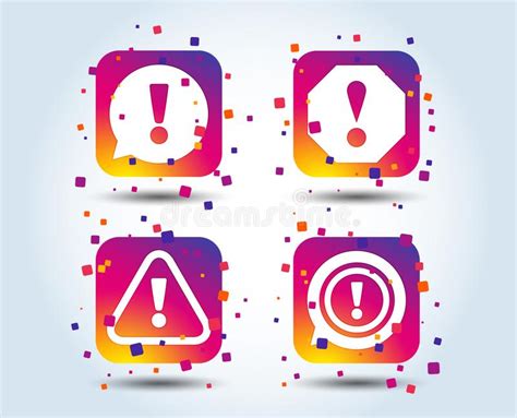 Attention Icons Exclamation Speech Bubble Stock Vector Illustration