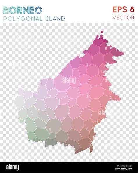 Borneo Polygonal Map Mosaic Style Island Juicy Low Poly Style Modern