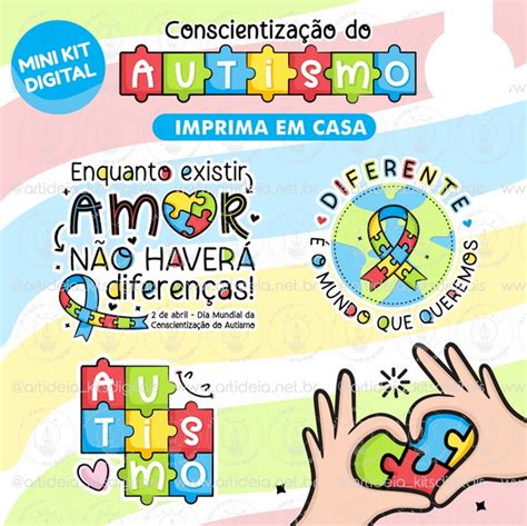 Kit Digital Autismo Frases Conscientiza O Clipart Elo