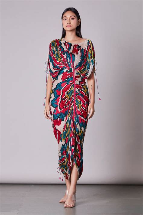 Shop For Saaksha And Kinni Multi Color Chiffon Printed Kaftan Dress For Women Online At Aza