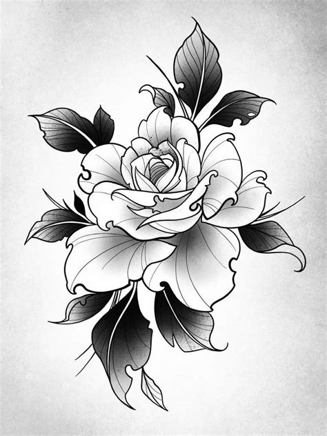 A Black And White Rose Tattoo Design