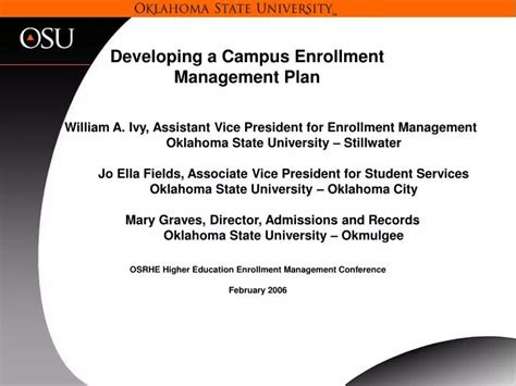 Ppt Developing A Campus Enrollment Management Plan Powerpoint