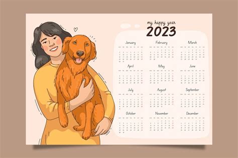 Mod Le De Calendrier Mensuel Dessin La Main Vecteur Gratuite