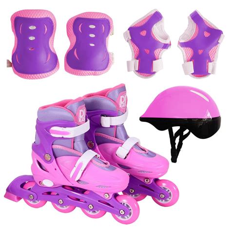 Patins Ajustavel Em Numeros Kit Protecao Inline Rosa Ate Kg