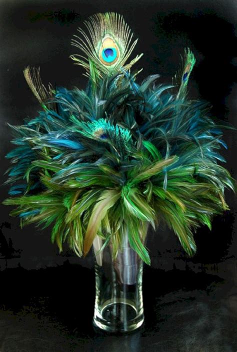 Amazing 25 Feather Bouquet Ideas For Pretty Wedding Bouquet Peacock Wedding Centerpieces