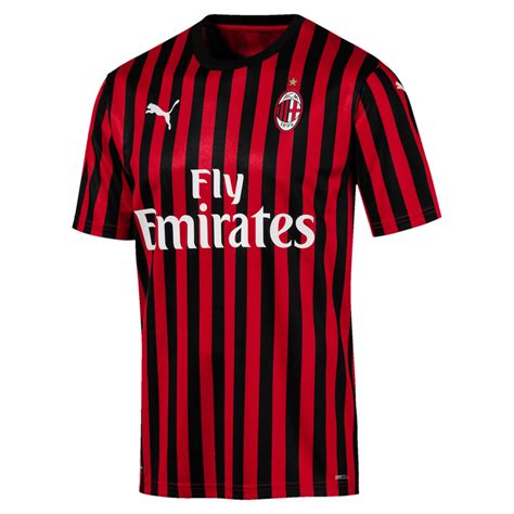 Puma Ac Milan Home Authentic Short Sleeve Mens Jersey In Tango Red